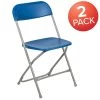 Blue Plastic Seat with Metal Frame Folding Chair (Set of 2) by Carnegy Avenue