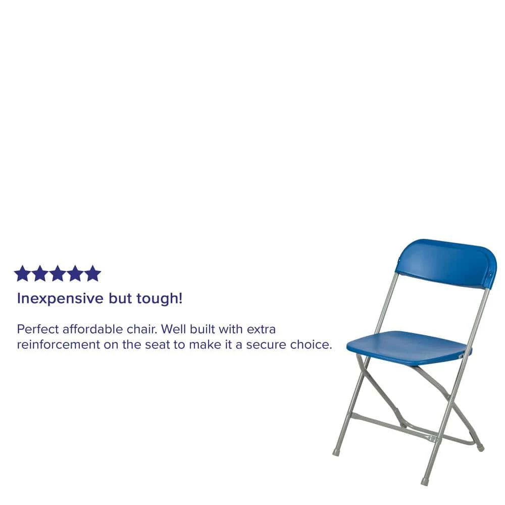 Blue Plastic Seat with Metal Frame Folding Chair (Set of 2) by Carnegy Avenue 11 Blue Plastic Seat with Metal Frame Folding Chair (Set of 2) by Carnegy Avenue - Image 9