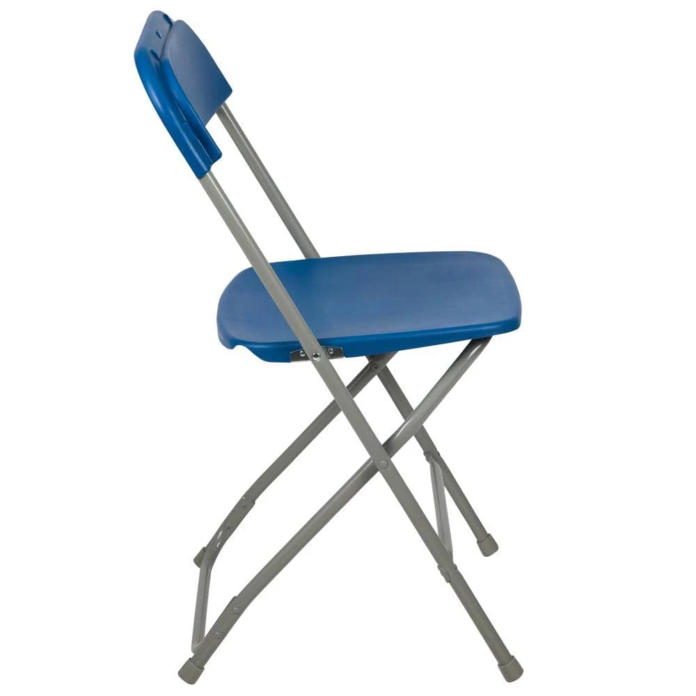 Blue Plastic Seat with Metal Frame Folding Chair (Set of 2) by Carnegy Avenue 4 Blue Plastic Seat with Metal Frame Folding Chair (Set of 2) by Carnegy Avenue - Image 2