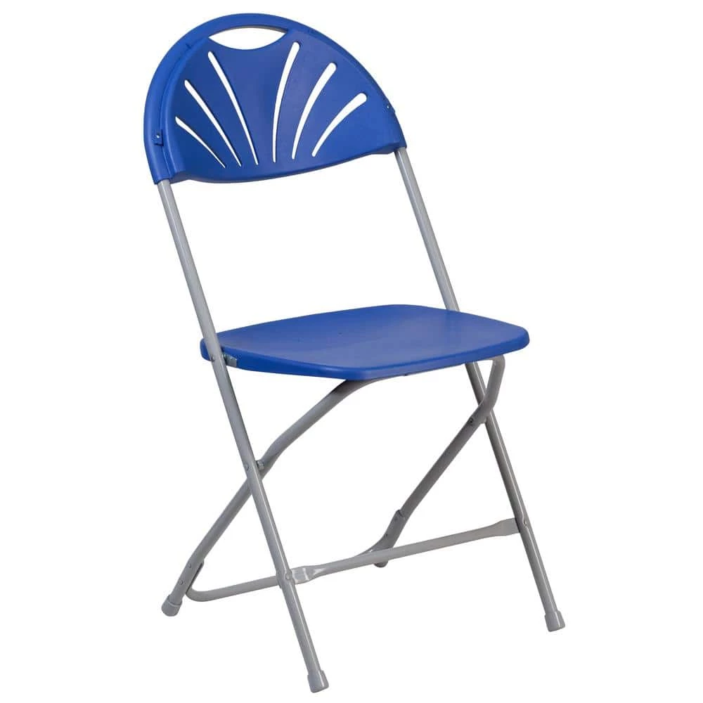 Blue Plastic Seat with Metal Frame Folding Chair (Set of 2) by Carnegy Avenue 3 Blue Plastic Seat with Metal Frame Folding Chair (Set of 2) by Carnegy Avenue
