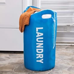 Blue Polyester and Foam Laundry Bag with Handles by Honey-Can-Do -Carnegy Avenue Sales blue honey can do laundry bags hmp 09646 31 1000