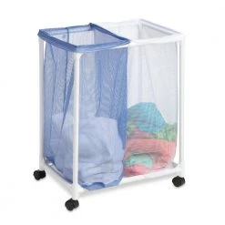 2-Bag Mesh Laundry Sorter Hamper by Honey-Can-Do -Carnegy Avenue Sales blue white honey can do laundry sorters hmp 01628 40 1000