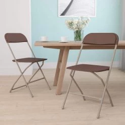 Brown Plastic Seat with Metal Frame Folding Chair (Set of 2) by Carnegy Avenue -Carnegy Avenue Sales brown carnegy avenue folding chairs cga le 274399 br hd 31 1000