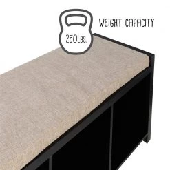 18.3 in. H x 37 in. W x 12.5 in. D MDF Shoe Storage Bench with Cushion in Black by Honey-Can-Do -Carnegy Avenue Sales brown honey can do shoe storage benches shf 09545 4f 1000