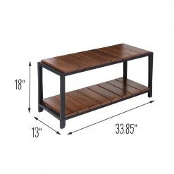 18 in. H x 33.85 in. W Walnut Particle Board and Steel 2-Tier Entryway Shoe Storage Bench by Honey-Can-Do -Carnegy Avenue Sales brown honey can do shoe storage benches sto 09775 4f 1000