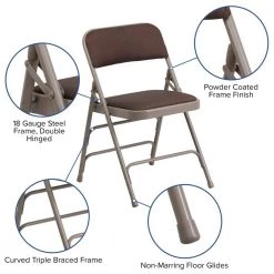 Brown Patterned Metal Folding Chair (4-Pack) by Carnegy Avenue -Carnegy Avenue Sales brown patterned carnegy avenue folding chairs cga aw 23785 br hd 44 1000