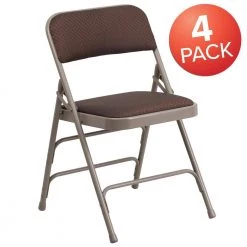 Brown Patterned Metal Folding Chair (4-Pack) by Carnegy Avenue -Carnegy Avenue Sales brown patterned carnegy avenue folding chairs cga aw 23785 br hd c3 1000