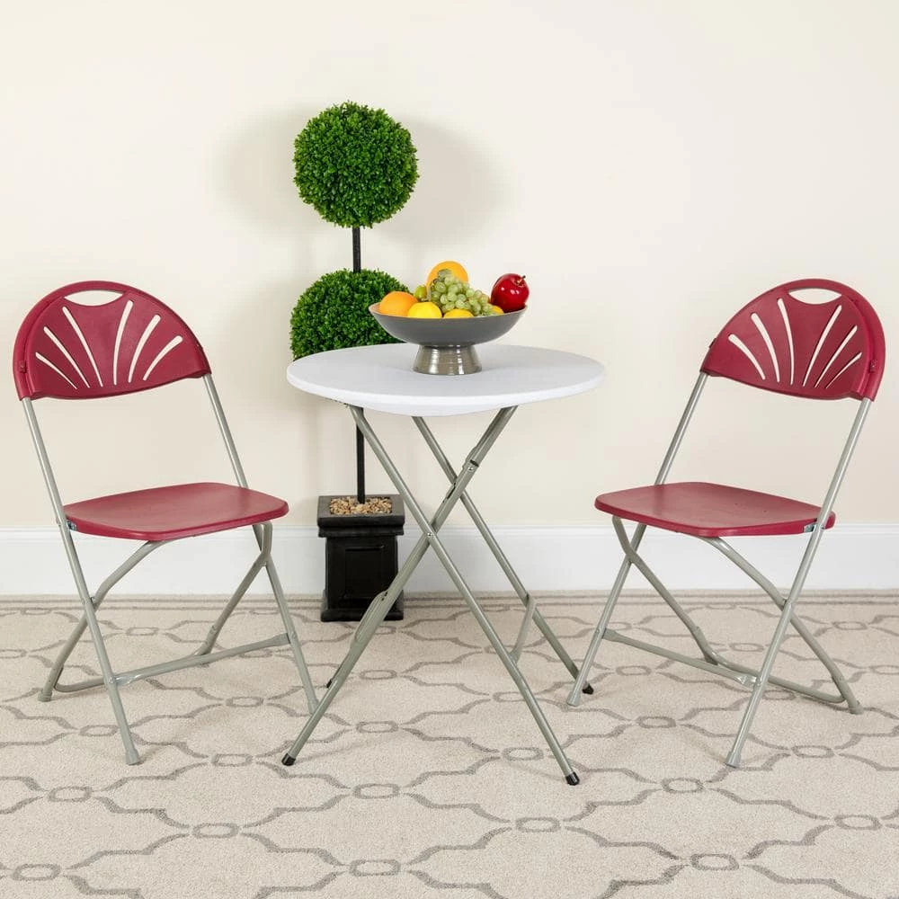 Burgundy Plastic Seat Outdoor Safe Folding Chair by Carnegy Avenue 11 Burgundy Plastic Seat Outdoor Safe Folding Chair by Carnegy Avenue - Image 9