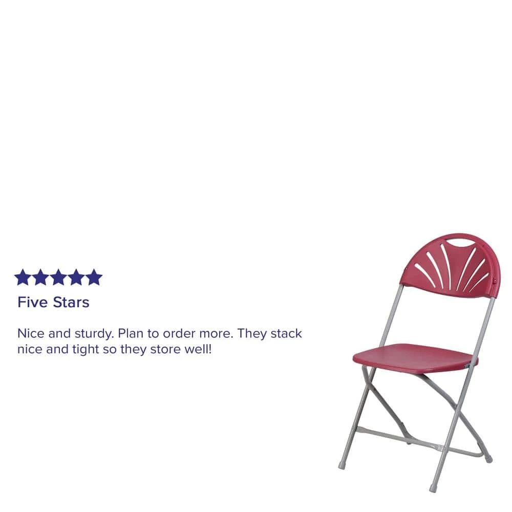 Burgundy Plastic Seat Outdoor Safe Folding Chair by Carnegy Avenue 10 Burgundy Plastic Seat Outdoor Safe Folding Chair by Carnegy Avenue - Image 8