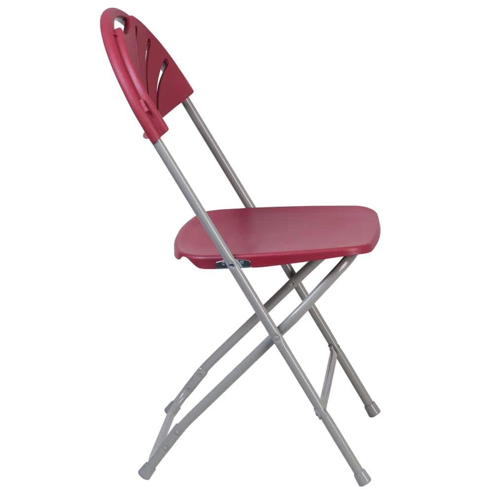 Burgundy Plastic Seat Outdoor Safe Folding Chair by Carnegy Avenue 4 Burgundy Plastic Seat Outdoor Safe Folding Chair by Carnegy Avenue - Image 2