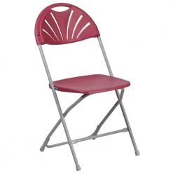 Burgundy Plastic Seat with Metal Frame Folding Chair (Set of 2) by Carnegy Avenue