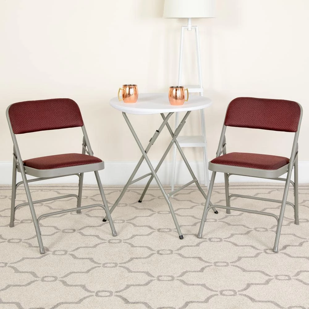 Burgundy Patterned Metal Folding Chair (4-Pack) by Carnegy Avenue 10 Burgundy Patterned Metal Folding Chair (4-Pack) by Carnegy Avenue - Image 8