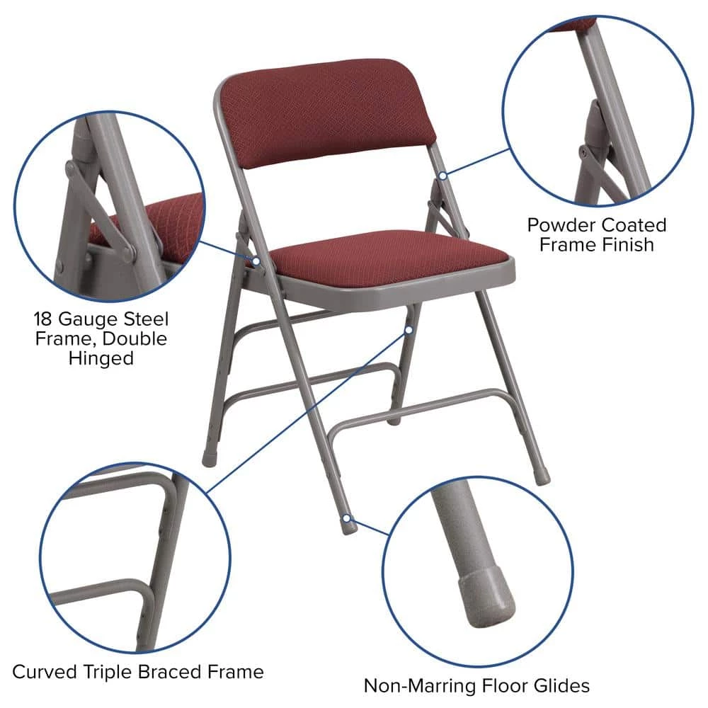 Burgundy Patterned Metal Folding Chair (4-Pack) by Carnegy Avenue 8 Burgundy Patterned Metal Folding Chair (4-Pack) by Carnegy Avenue - Image 6