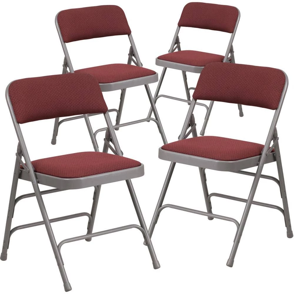 Burgundy Patterned Metal Folding Chair (4-Pack) by Carnegy Avenue 3 Burgundy Patterned Metal Folding Chair (4-Pack) by Carnegy Avenue