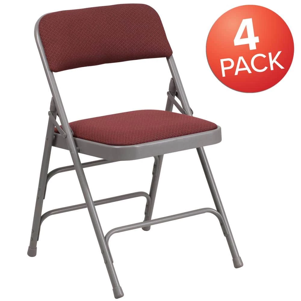 Burgundy Patterned Metal Folding Chair (4-Pack) by Carnegy Avenue 6 Burgundy Patterned Metal Folding Chair (4-Pack) by Carnegy Avenue - Image 4