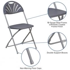 Charcoal Plastic Seat Metal Frame Outdoor Safe Folding Chair by Carnegy Avenue -Carnegy Avenue Sales charcoal carnegy avenue folding chairs cga le 204029 ch hd 44 1000