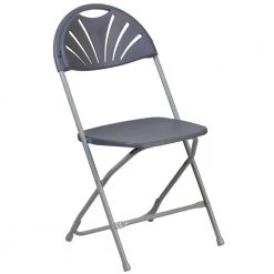 Charcoal Plastic Seat Metal Frame Outdoor Safe Folding Chair by Carnegy Avenue