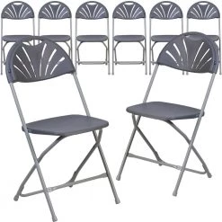 Charcoal Metal Folding Chair (Set of 8) by Carnegy Avenue