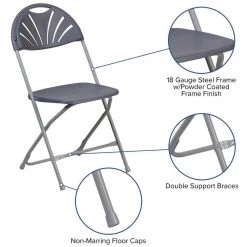 Charcoal Plastic Seat with Metal Frame Folding Chair (Set of 2) by Carnegy Avenue -Carnegy Avenue Sales charcoal carnegy avenue folding chairs cga le 274430 ch hd 44 1000