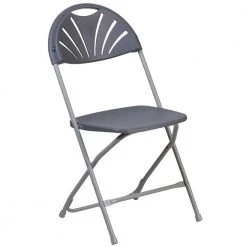 Charcoal Plastic Seat with Metal Frame Folding Chair (Set of 2) by Carnegy Avenue