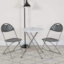 Charcoal Plastic Seat with Metal Frame Folding Chair (Set of 2) by Carnegy Avenue -Carnegy Avenue Sales charcoal carnegy avenue folding chairs cga le 274430 ch hd c3 1000
