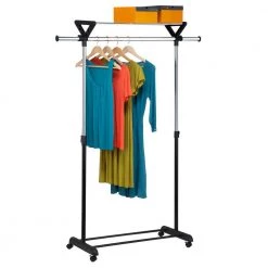 Chrome Steel Clothes Rack with Top Shelf 52.76 in. W x 72.5 in. H by Honey-Can-Do -Carnegy Avenue Sales chrome black honey can do clothes racks gar 09339 31 1000