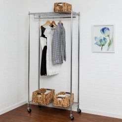 Chrome Steel Clothes Rack 35.83 in. W x 76.77 in. H by Honey-Can-Do -Carnegy Avenue Sales chrome honey can do clothes racks gar 01120 31 1000