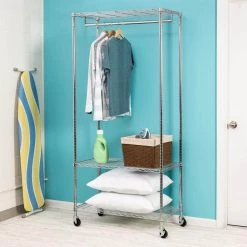 Chrome Steel Clothes Rack 35.8 in. W x 76.9 in. H by Honey-Can-Do -Carnegy Avenue Sales chrome honey can do clothes racks gar 09208 31 1000