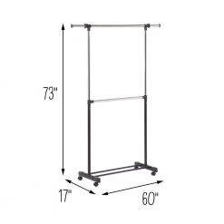 Chrome Steel Clothes Rack 60 in. W x 73 in. H by Honey-Can-Do -Carnegy Avenue Sales chrome honey can do clothes racks gar 09375 44 1000