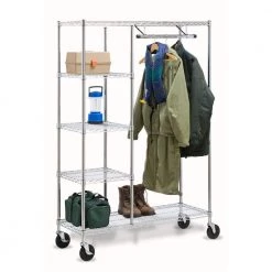 48 in. x 68 in. Heavy Duty Steel Rolling Closet Garment Rack in Chrome by Honey-Can-Do -Carnegy Avenue Sales chrome honey can do clothes racks shf 01567 31 1000