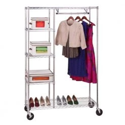 48 in. x 68 in. Heavy Duty Steel Rolling Closet Garment Rack in Chrome by Honey-Can-Do -Carnegy Avenue Sales chrome honey can do clothes racks shf 01567 c3 1000