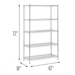 Chrome 5-Tier Metal Wire Shelving Unit (18 in. D x 42 in. W x 72 in. H) by Honey-Can-Do -Carnegy Avenue Sales chrome honey can do freestanding shelving units shf 01441 1f 1000