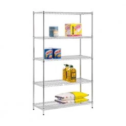 Chrome 5-Tier Metal Wire Shelving Unit (18 in. D x 42 in. W x 72 in. H) by Honey-Can-Do -Carnegy Avenue Sales chrome honey can do freestanding shelving units shf 01441 4f 1000