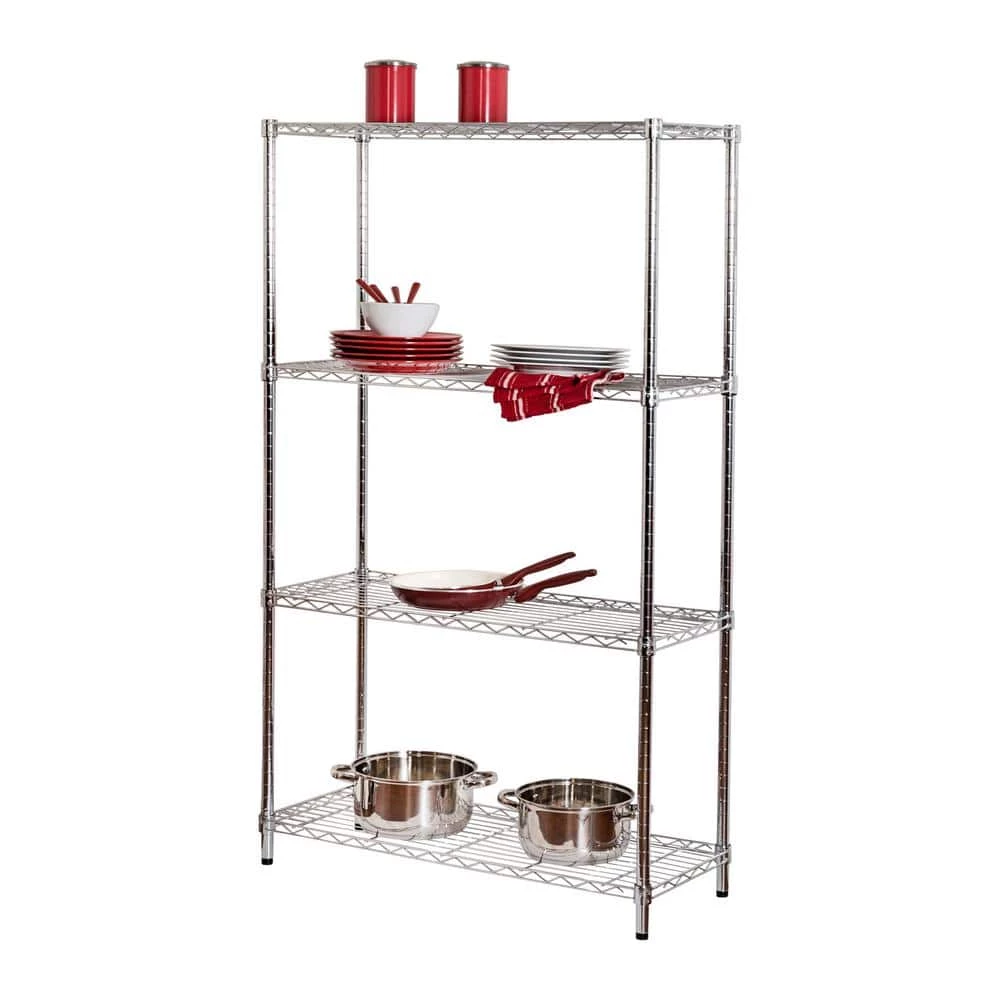 Chrome 4-Tier Steel Wire Shelving Unit (14 in. D x 36 in. W x 59 in. H) by Honey-Can-Do 8 Chrome 4-Tier Steel Wire Shelving Unit (14 in. D x 36 in. W x 59 in. H) by Honey-Can-Do - Image 6