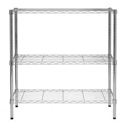 Chrome 3-Tier Heavy Duty Adjustable Steel Garage Storage Shelving Unit (35.98 in. W x 36.61 in. H x 14.02 in. D) by Honey-Can-Do -Carnegy Avenue Sales chrome honey can do freestanding shelving units shf 09367 4f 1000