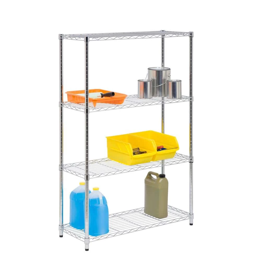 Chrome 4-Tier Heavy Duty Adjustable Steel Garage Storage Shelving (36 in. W x 54 in. H x 14 in. D) by Honey-Can-Do 10 Chrome 4-Tier Heavy Duty Adjustable Steel Garage Storage Shelving (36 in. W x 54 in. H x 14 in. D) by Honey-Can-Do - Image 8