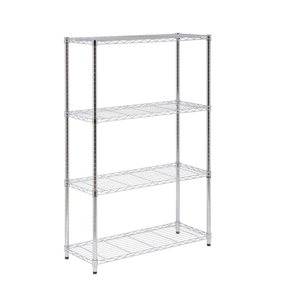 Chrome 4-Tier Heavy Duty Adjustable Steel Garage Storage Shelving (36 in. W x 54 in. H x 14 in. D) by Honey-Can-Do 3 Chrome 4-Tier Heavy Duty Adjustable Steel Garage Storage Shelving (36 in. W x 54 in. H x 14 in. D) by Honey-Can-Do