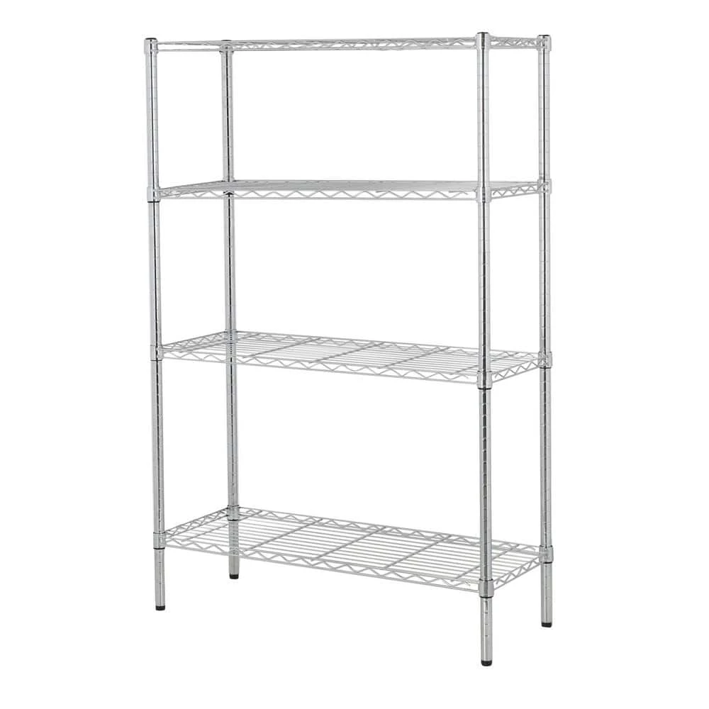 Chrome 4-Tier Heavy Duty Adjustable Steel Garage Storage Shelving (36 in. W x 54 in. H x 14 in. D) by Honey-Can-Do 6 Chrome 4-Tier Heavy Duty Adjustable Steel Garage Storage Shelving (36 in. W x 54 in. H x 14 in. D) by Honey-Can-Do - Image 4