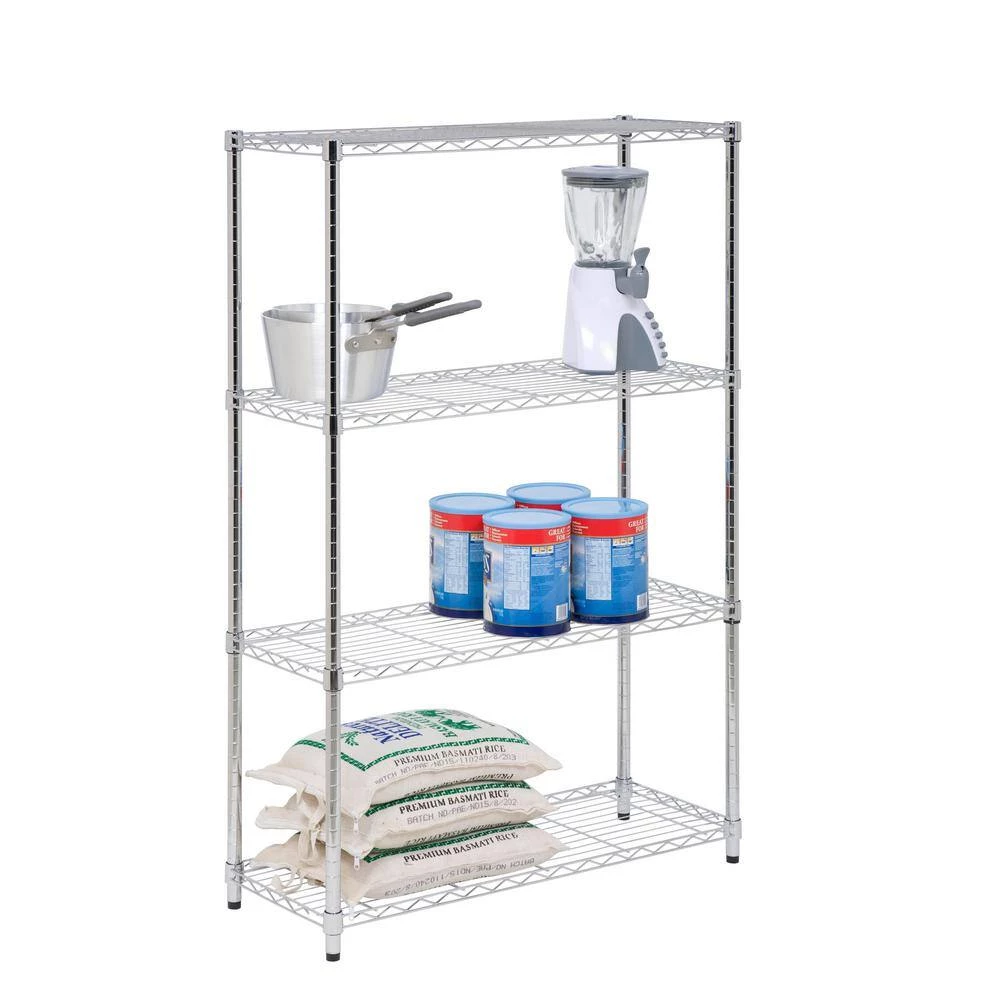 Chrome 4-Tier Heavy Duty Adjustable Steel Garage Storage Shelving (36 in. W x 54 in. H x 14 in. D) by Honey-Can-Do 9 Chrome 4-Tier Heavy Duty Adjustable Steel Garage Storage Shelving (36 in. W x 54 in. H x 14 in. D) by Honey-Can-Do - Image 7