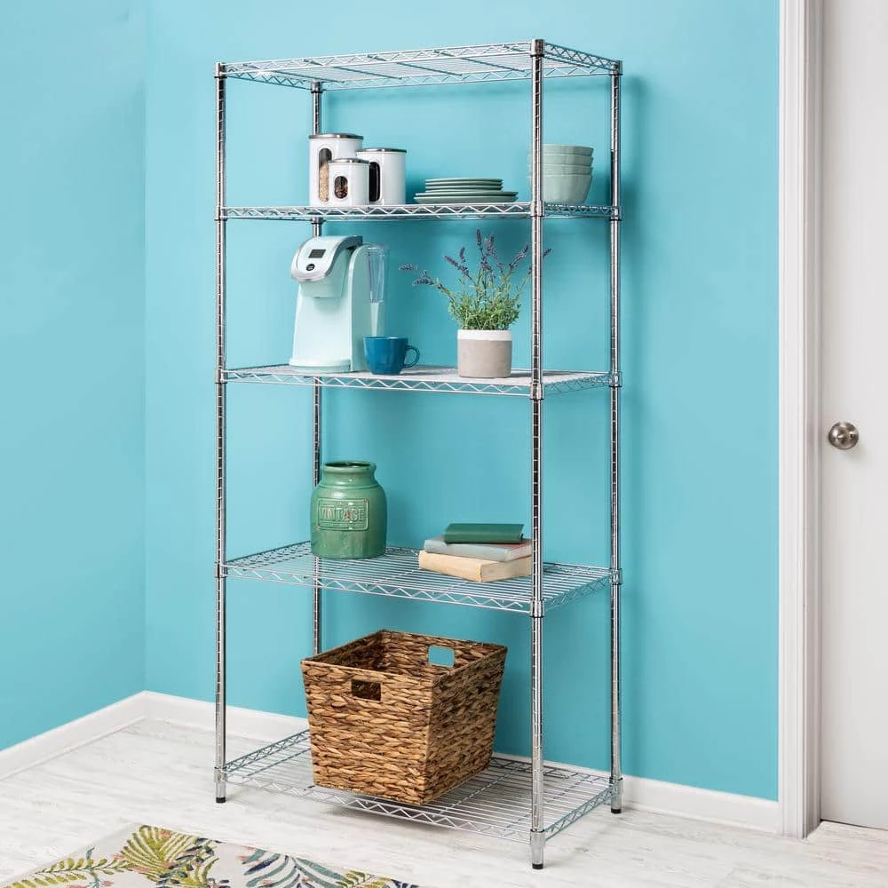 Chrome 5-Tier Adjustable Rolling Steel Garage Storage Shelving Unit (36 in. W x 72 in. H x 18 in. D) by Honey-Can-Do 10 Chrome 5-Tier Adjustable Rolling Steel Garage Storage Shelving Unit (36 in. W x 72 in. H x 18 in. D) by Honey-Can-Do - Image 8