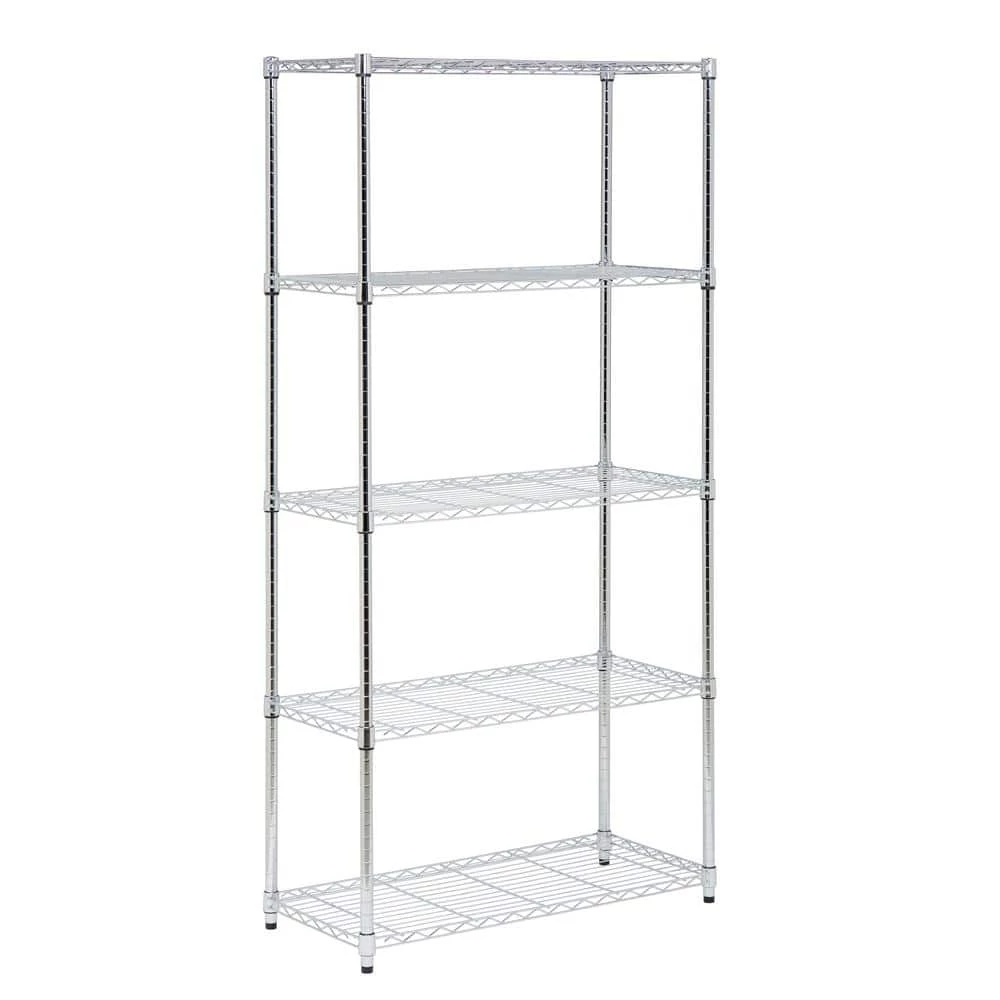 Chrome 5-Tier Adjustable Rolling Steel Garage Storage Shelving Unit (36 in. W x 72 in. H x 18 in. D) by Honey-Can-Do 3 Chrome 5-Tier Adjustable Rolling Steel Garage Storage Shelving Unit (36 in. W x 72 in. H x 18 in. D) by Honey-Can-Do