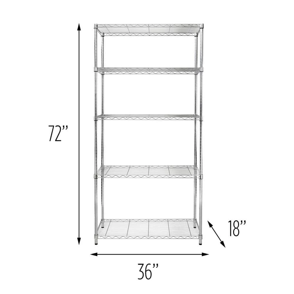 Chrome 5-Tier Adjustable Rolling Steel Garage Storage Shelving Unit (36 in. W x 72 in. H x 18 in. D) by Honey-Can-Do 9 Chrome 5-Tier Adjustable Rolling Steel Garage Storage Shelving Unit (36 in. W x 72 in. H x 18 in. D) by Honey-Can-Do - Image 7