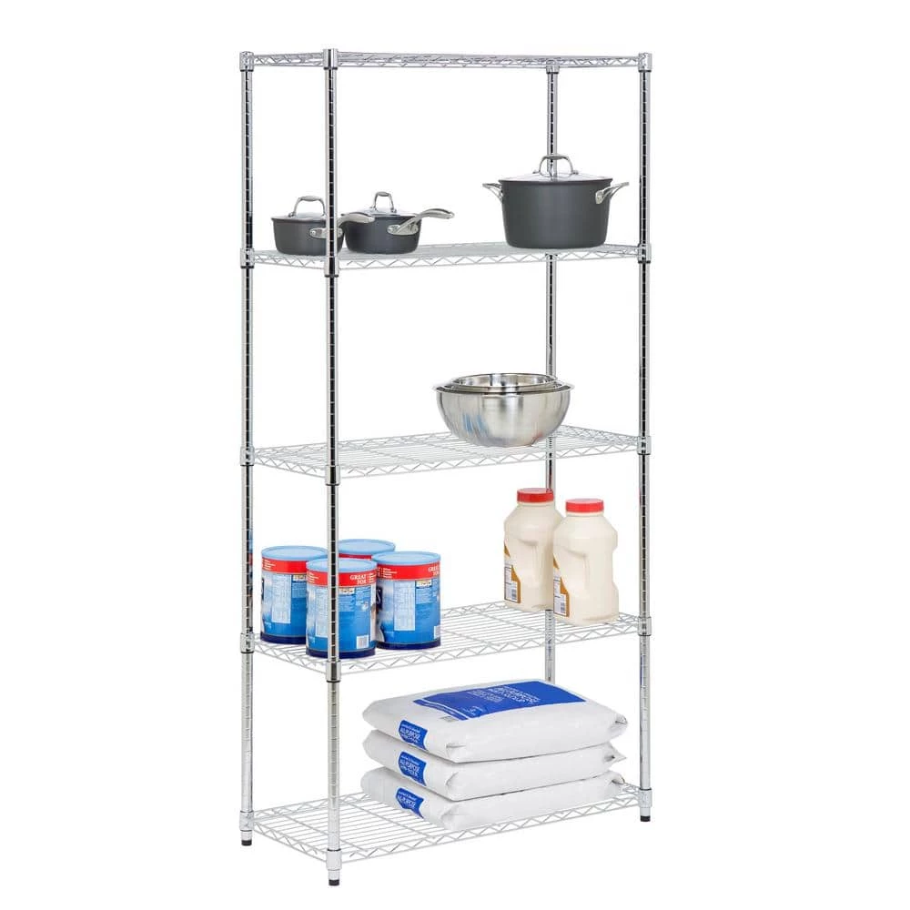 Chrome 5-Tier Adjustable Rolling Steel Garage Storage Shelving Unit (36 in. W x 72 in. H x 18 in. D) by Honey-Can-Do 4 Chrome 5-Tier Adjustable Rolling Steel Garage Storage Shelving Unit (36 in. W x 72 in. H x 18 in. D) by Honey-Can-Do - Image 2