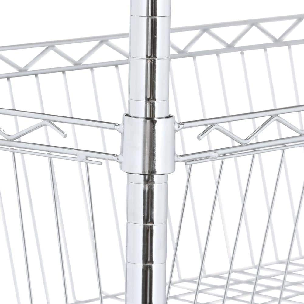 Rolling Laundry Clothes Rack with Shelves, Chrome by Honey-Can-Do 4 Rolling Laundry Clothes Rack with Shelves, Chrome by Honey-Can-Do - Image 2