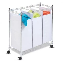 Urban Triple Laundry Sorter Hamper by Honey-Can-Do -Carnegy Avenue Sales chrome white honey can do laundry sorters srt 01157 31 1000
