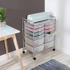 12-Drawer Steel/Plastic Craft Storage Cart in Clear by Honey-Can-Do -Carnegy Avenue Sales clear chrome honey can do craft storage crt 09641 31 1000