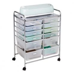 12-Drawer Steel/Plastic Craft Storage Cart in Clear by Honey-Can-Do -Carnegy Avenue Sales clear chrome honey can do craft storage crt 09641 4f 1000