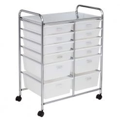 12-Drawer Steel/Plastic Craft Storage Cart in Clear by Honey-Can-Do