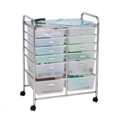 12-Drawer Steel/Plastic Craft Storage Cart in Clear by Honey-Can-Do -Carnegy Avenue Sales clear chrome honey can do craft storage crt 09641 c3 1000