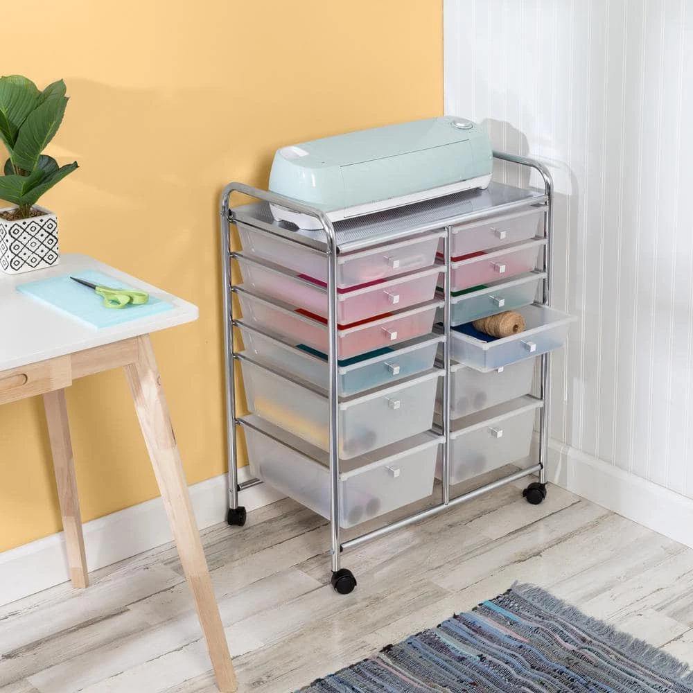 Steel/Plastic Clear/Chrome Craft Storage Cart with Square Knobs by Honey-Can-Do 10 Steel/Plastic Clear/Chrome Craft Storage Cart with Square Knobs by Honey-Can-Do - Image 8